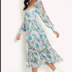 Blackmilk Tropical Tier Romance Dress M NWT Floral Long Sleeve Dress